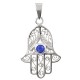 Pendentif Main de Fatma en Argent 925°°° et Zirconia bleu