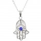 Pendentif Main de Fatma en Argent 925°°° et Zirconia bleu