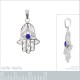 Pendentif Main de Fatma en Argent 925°°° et Zirconia bleu