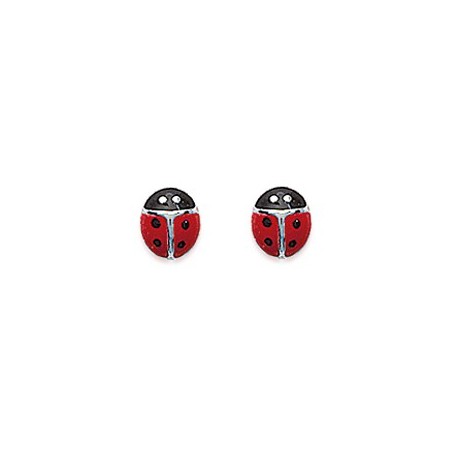 Boucles d'oreilles Coccinelle en Argent 925°°° et Email