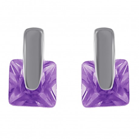 Boucles d'oreilles en Argent 925°°° et Zirconia violet