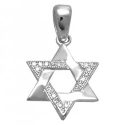 Pendentif étoile de David en Argent 925 rhodié et Oxydes Zirconium