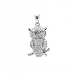 Pendentif Hibou en Argent 925 rhodié et Oxydes Zirconium