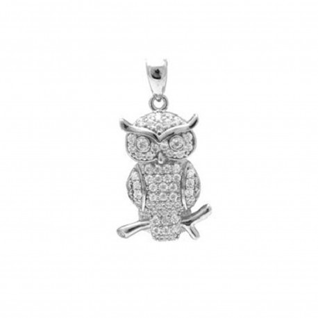 Pendentif Hibou en Argent 925 rhodié et Oxydes Zirconium