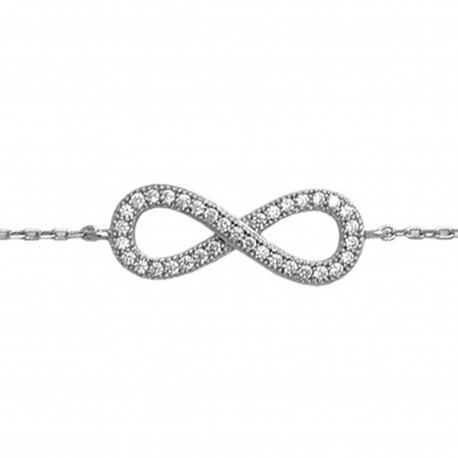 Bracelet Infini en Argent 925 rhodié et Oxydes Zirconium