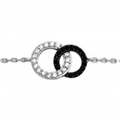 Bracelet en Argent 925 rhodié et Oxydes Zirconium noirs et blancs