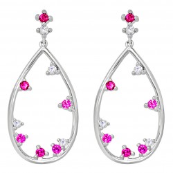 Boucles d'oreilles en Argent 925 rhodié et Oxydes Zirconium rose