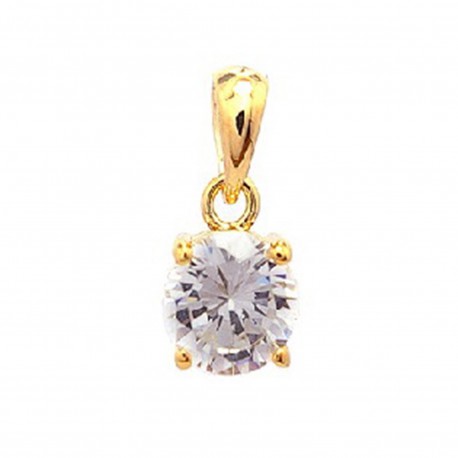 Pendentif Solitaire Plaqué or 18 carats et Oxyde de Zirconium