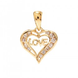 Pendentif Coeur Love Plaqué or 18 carats et Oxydes de Zirconium