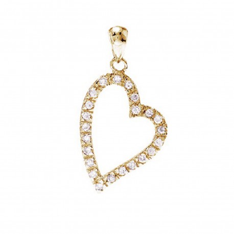 Pendentif Coeur Plaqué or 18 carats et Oxydes de Zirconium