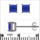 Boucles d'oreilles puce en Argent 925 rhodié et Oxyde Zirconium bleu