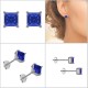 Boucles d'oreilles puce en Argent 925 rhodié et Oxyde Zirconium bleu