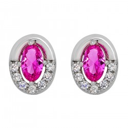 Boucles d'oreilles en Argent 925 rhodié et Oxydes Zirconium rose