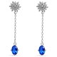 Boucles d'oreilles Flocon en Argent 925 rhodié et Oxydes Zirconium bleu