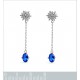 Boucles d'oreilles Flocon en Argent 925 rhodié et Oxydes Zirconium bleu