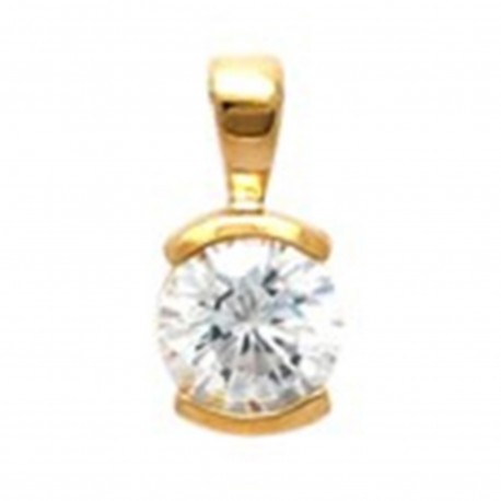 Pendentif Solitaire Plaqué or 18 carats et Oxyde de Zirconium