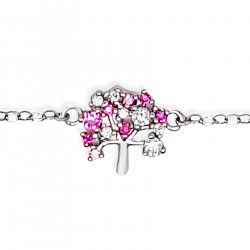 Bracelet Arbre en Argent 925 rhodié et Oxydes Zirconium rose