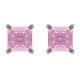 Boucles d'oreilles 4mm en Argent 925 rhodié et Oxyde Zirconium rose