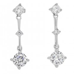 Boucles d'oreilles pendantes en Argent 925 rhodié et Oxydes Zirconium