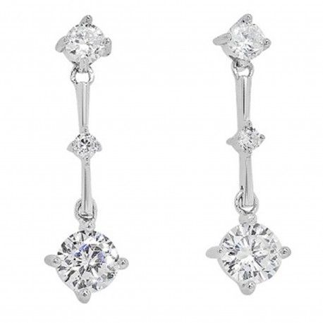 Boucles d'oreilles pendantes en Argent 925 rhodié et Oxydes Zirconium