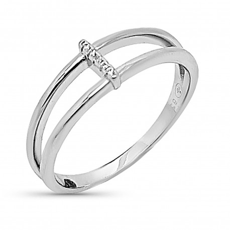 Bague en Argent 925 rhodié et Oxydes Zirconium