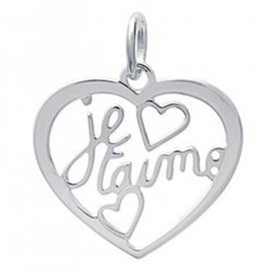 Pendentif Coeur je t'aime en Argent 925 rhodié