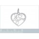 Pendentif Coeur je t'aime en Argent 925 rhodié