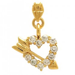 Pendentif Coeur Cupidon Plaqué or 18 carats et Oxydes de Zirconium