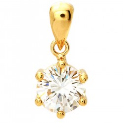 Pendentif Solitaire Plaqué or 18 carats et Oxyde de Zirconium