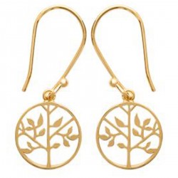 Boucles d'oreilles Arbre de Vie Plaqué Or 18 carats