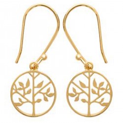 Boucles d'oreilles Arbre de Vie Plaqué Or 18 carats