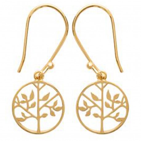 Boucles d'oreilles Arbre de Vie Plaqué Or 18 carats