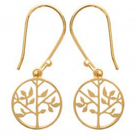 Boucles d'oreilles Arbre de Vie Plaqué Or 18 carats