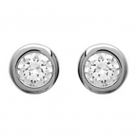 Boucles d'oreilles puce 6mm en Argent 925 rhodié et Oxyde Zirconium