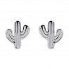 Boucles d'oreilles Cactus en Argent 925 rhodié