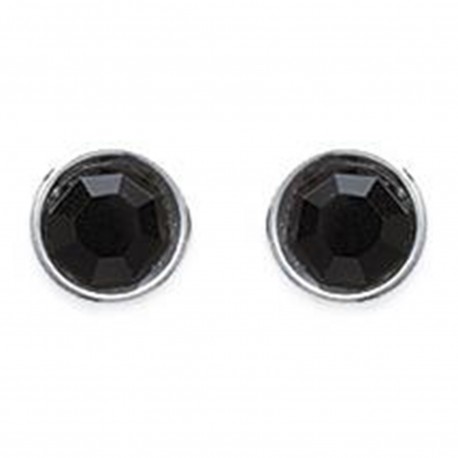 Boucles d'oreilles puce 6mm en Argent 925 et Cristal noir
