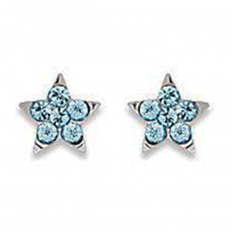 Boucles d'oreilles étoile en Argent 925 et Cristal bleu