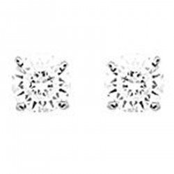 Boucles d'oreilles puce 4mm en Argent 925 rhodié et Oxyde Zirconium