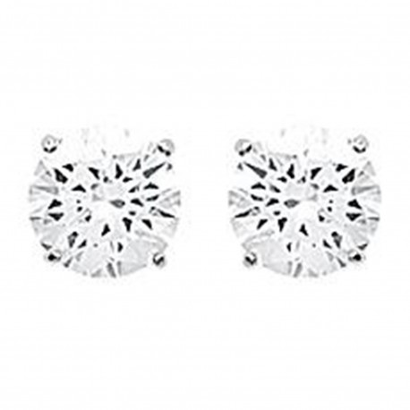 Boucles d'oreilles puce 6mm en Argent 925 rhodié et Oxyde Zirconium