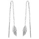 Boucles d'oreilles chaîne feuille en Argent 925 rhodié