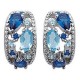 Boucles d'oreilles en Argent 925 rhodié et Oxydes Zirconium bleus