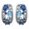 Boucles d'oreilles en Argent 925 rhodié et Oxydes Zirconium bleus