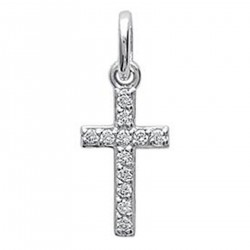 Pendentif Croix en Argent 925 rhodié et Oxydes Zirconium