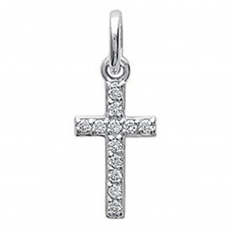 Pendentif Croix en Argent 925 rhodié et Oxydes Zirconium