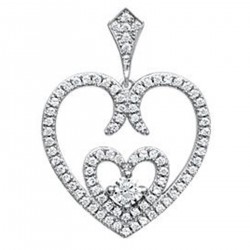 Pendentif Coeur en Argent 925 rhodié et Oxydes Zirconium