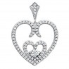 Pendentif Coeur en Argent 925 rhodié et Oxydes Zirconium