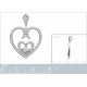 Pendentif Coeur en Argent 925 rhodié et Oxydes Zirconium