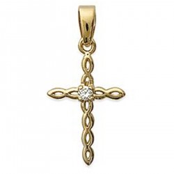 Pendentif Croix Plaqué or 18 carats et Oxyde de Zirconium