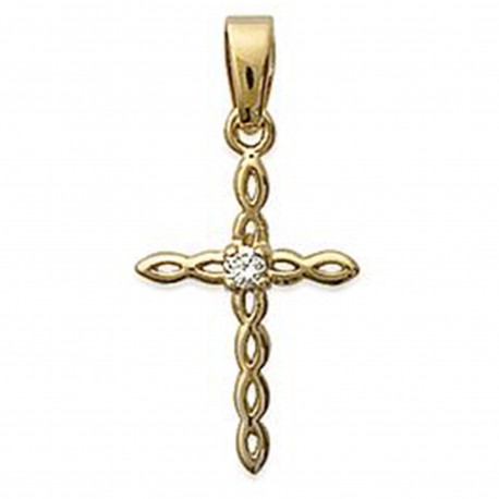 Pendentif Croix Plaqué or 18 carats et Oxyde de Zirconium