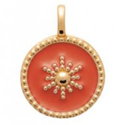 Pendentif Plaqué or 18 carats et email corail